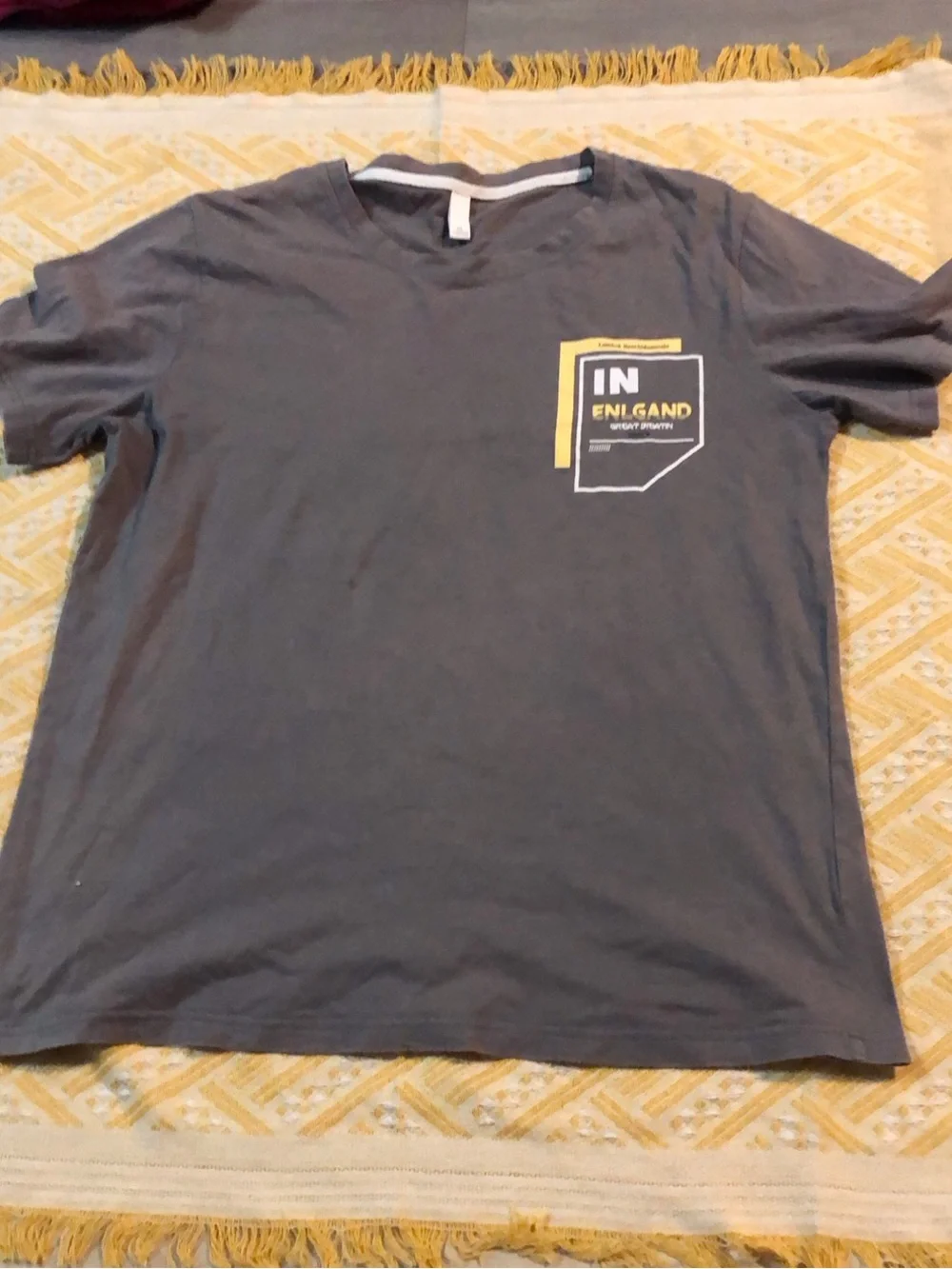 Gray Graphic Tee with Yellow Accent